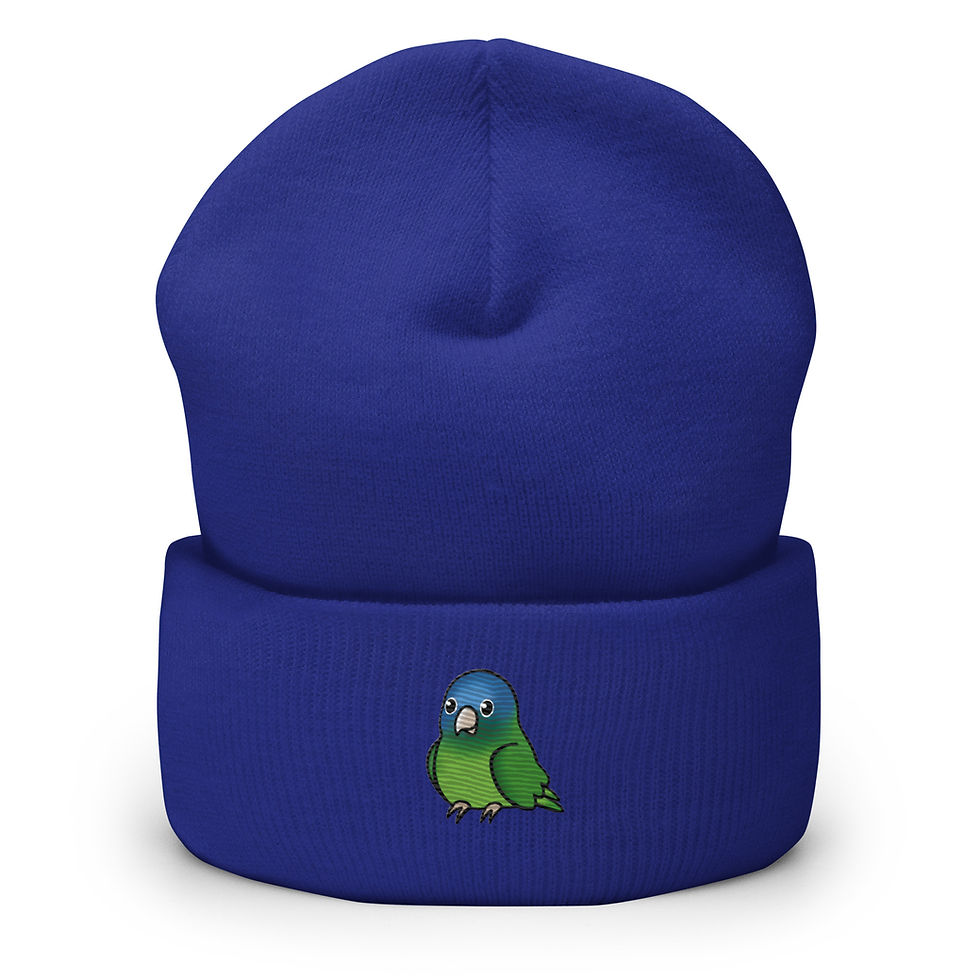 Thumbnail: Bodacious Blue Crowned Conure Cuffed Beanie