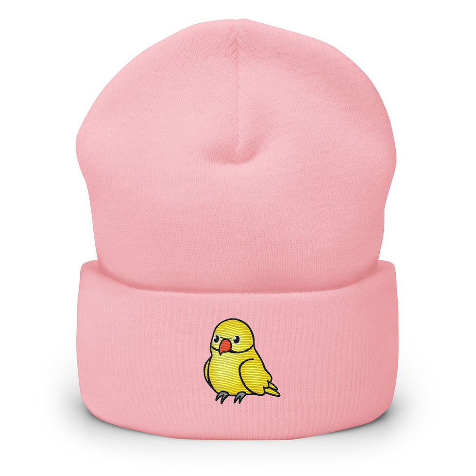 Thumbnail: Lovely Lutino Indian Ringneck Cuffed Beanie