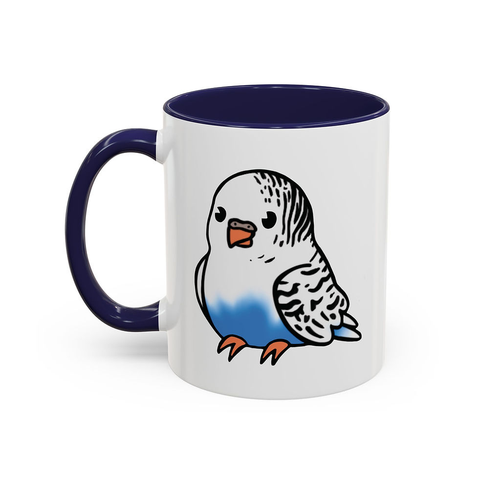 Thumbnail: Ballin Blue & White Budgie Accent Coffee Mug 