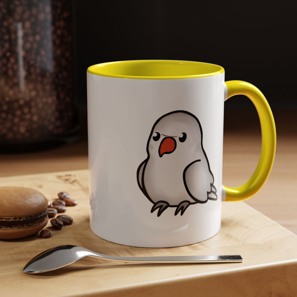 Thumbnail: Female Whimsy White Indian Ringneck Accent Coffee Mug 