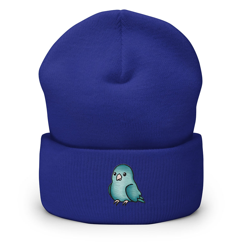 Thumbnail: Cyan Parrotlet Cuffed Beanie