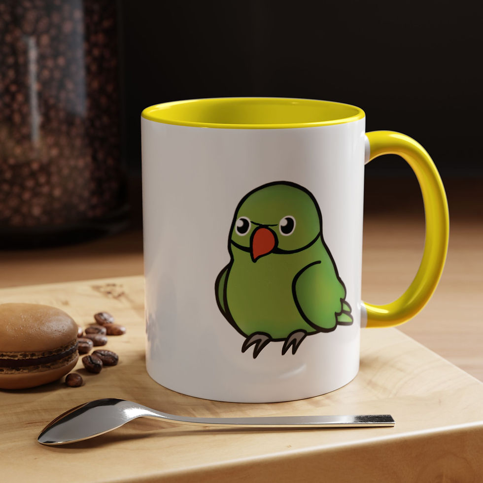 Thumbnail: Gorgeous Green Indian Ringneck Accent Coffee Mug 
