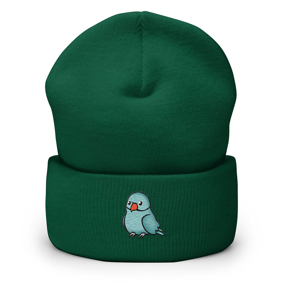 Thumbnail: Baby Blue Indian Ringneck Cuffed Beanie