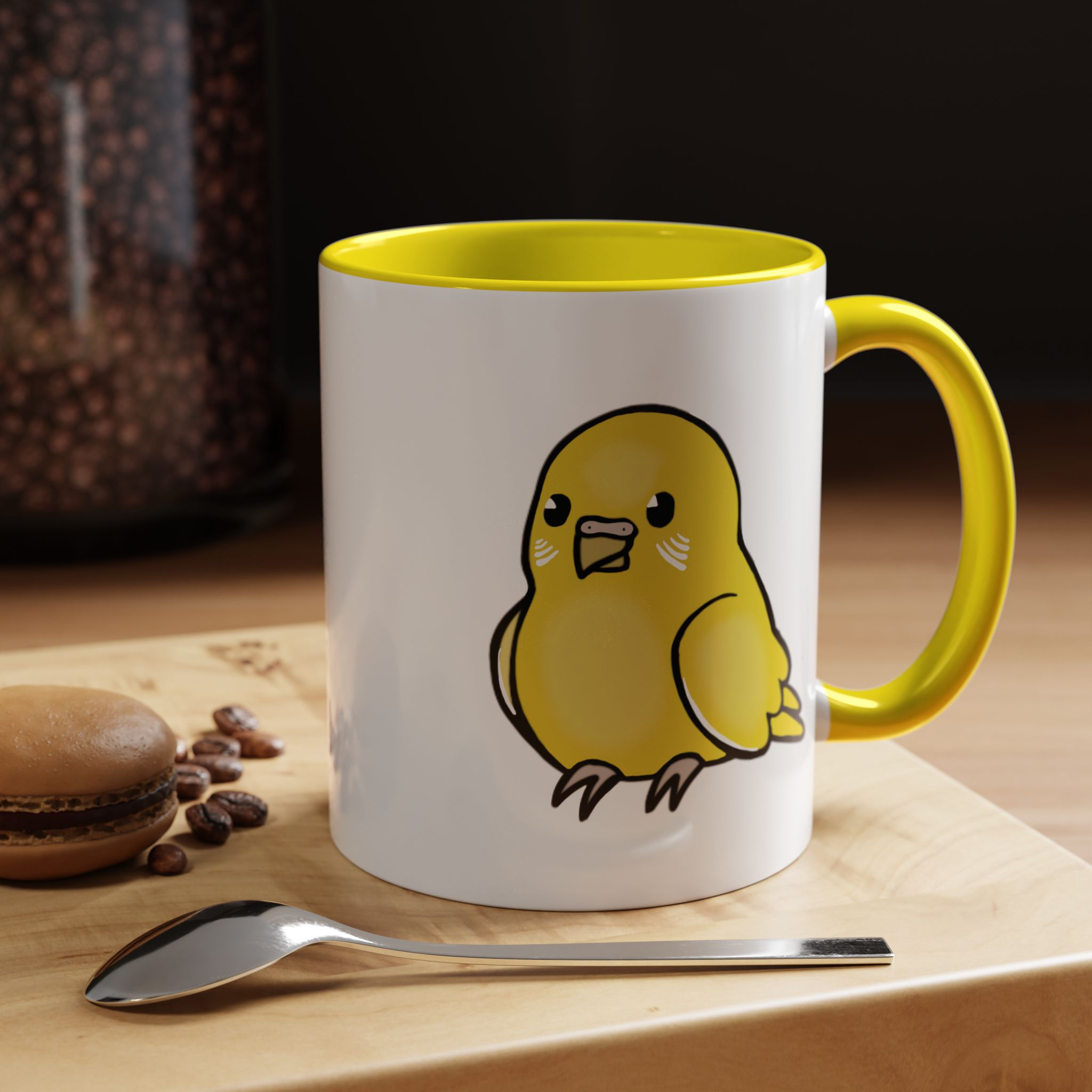 Yapping Yellow Budgie Accent Coffee Mug 