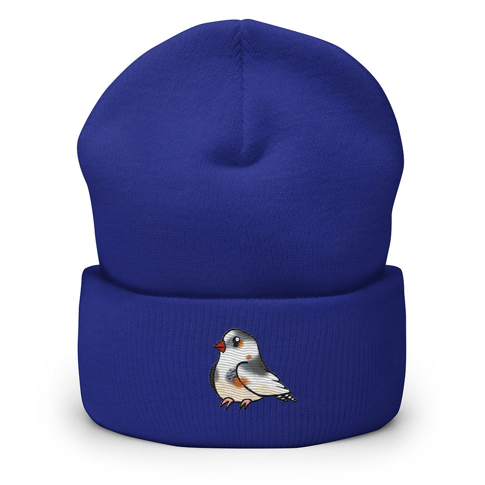 Thumbnail: Pretty Pied Zebra Finch Cuffed Beanie