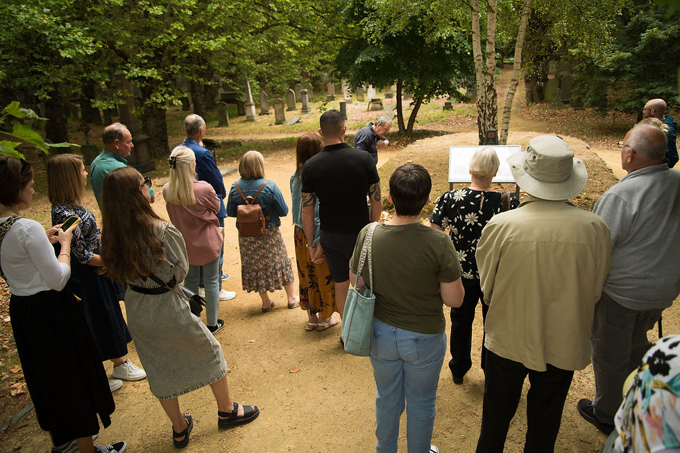 Tourists are about to embark on their guided tour of Key Hill Cemetery.