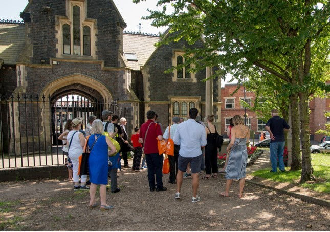 Tourists about to view the Ice Age Boulder, near the Cemetery Lodge in Warstone Lane cemetery. Image: © M.Felkin for Friends of Key Hill cemetery & Warstone Lane cemetery