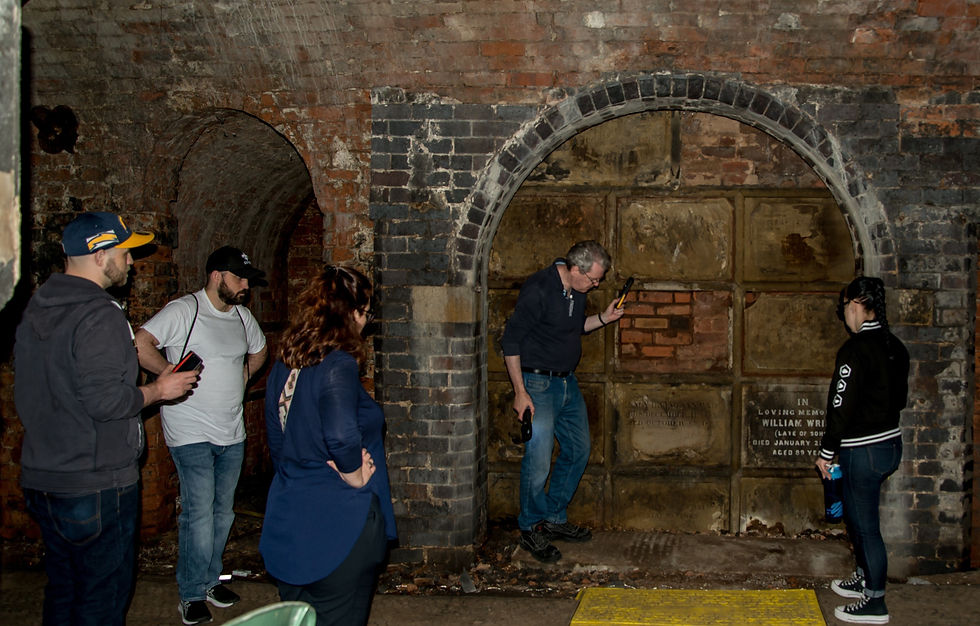 Inside the catacombs at Key Hill cemetery