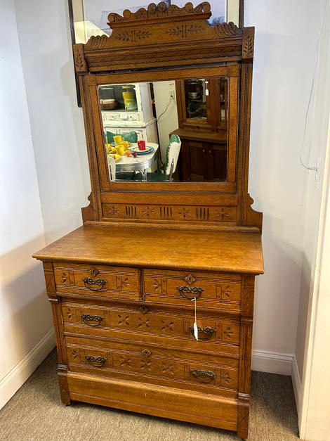Spoon-Carved Oak Dresser