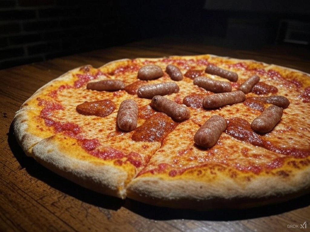 Pizza "Sausage Secret" de salchicha.