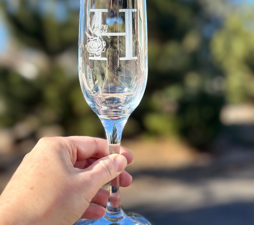 Thumbnail: Floral Monogram Glass - Rocks/Wine/Pint/Stemless Wine/Champagne Flute/Wedding