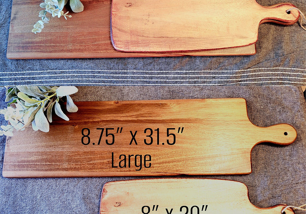 Thumbnail: Floral Heart-linked Engraved Acacia Paddle Charcuterie/Cutting Board