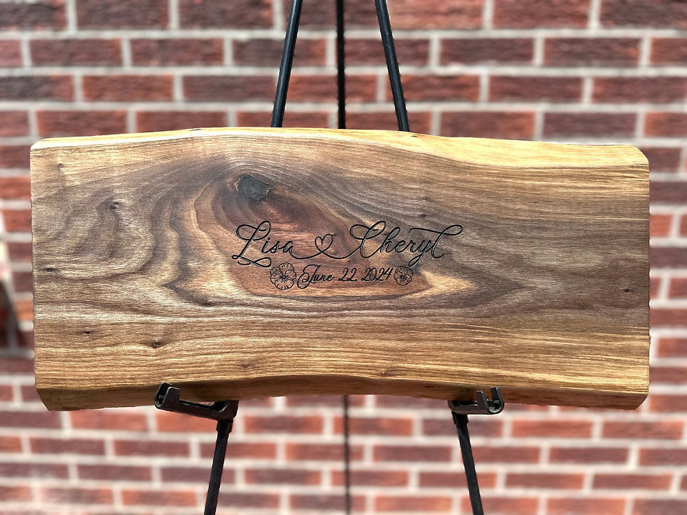 Thumbnail: Heart-Linked Text Walnut Live Edge Wedding Guest Book