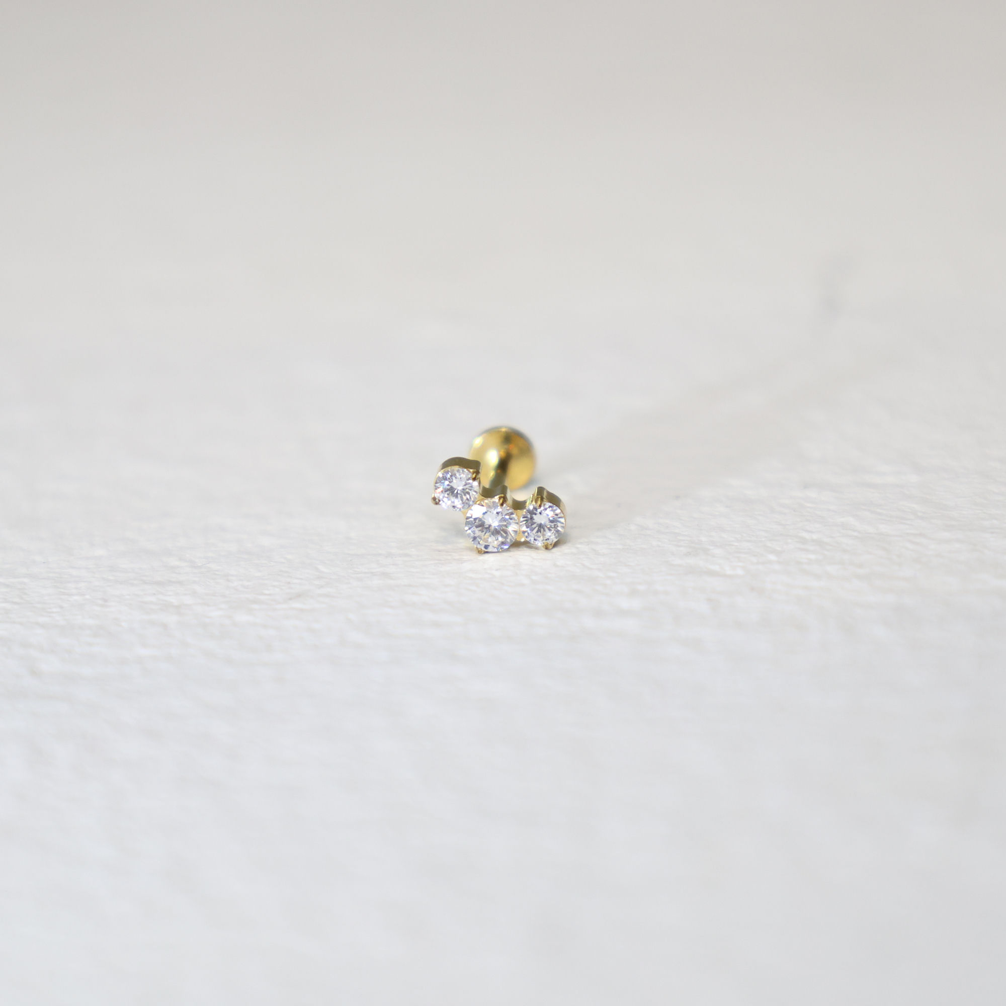 Straight Crystal Barbell - Sterilised Gold Titanium