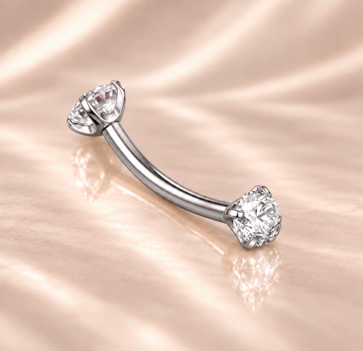 Curved Barbell with Crystals - Titanium (n252)