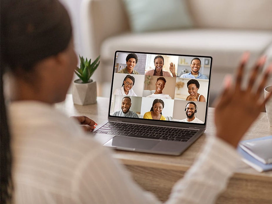 Multicultural clients in virtual therapy sessions.