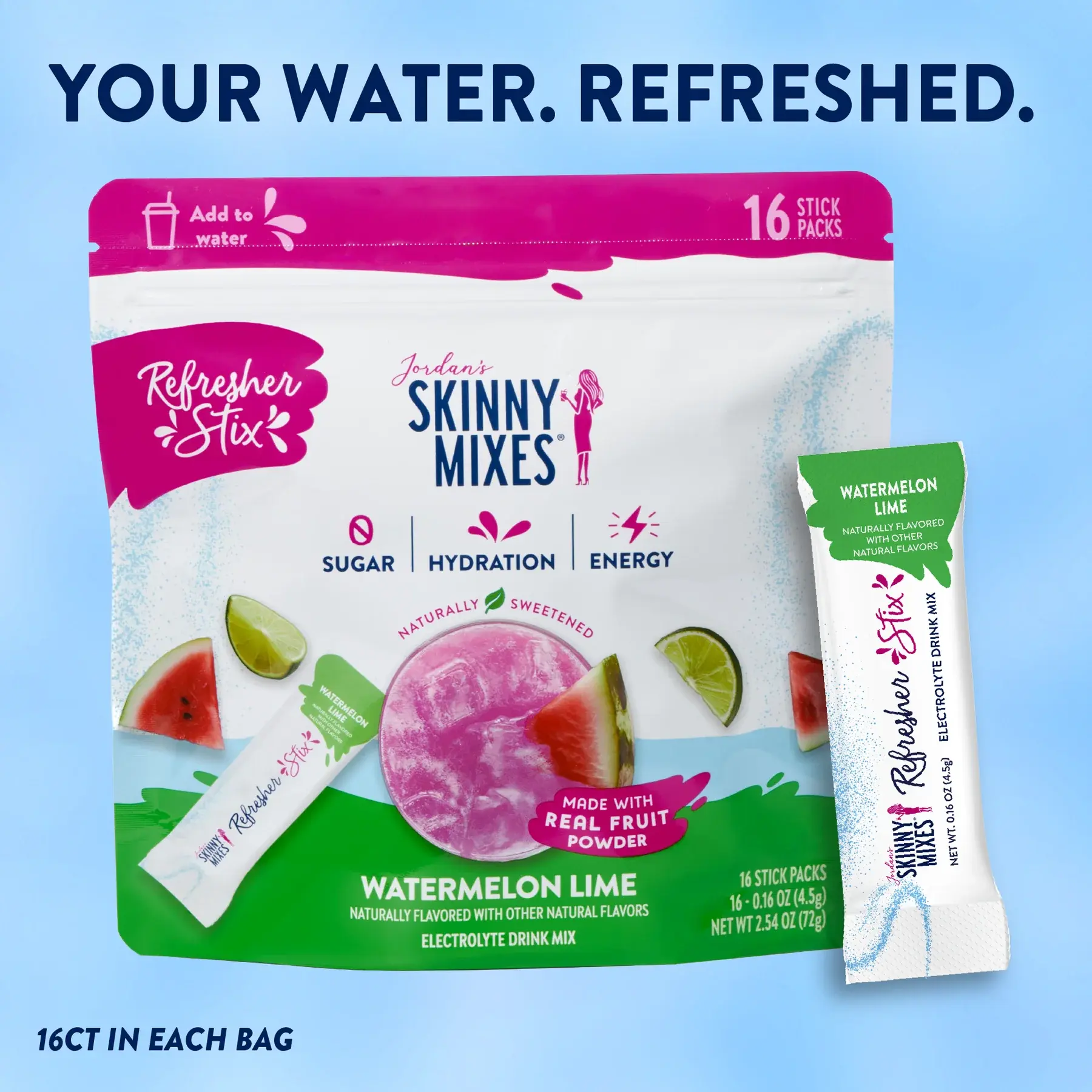 Jordan's Skinny Mixes - Watermelon Lime Flavor Sticks