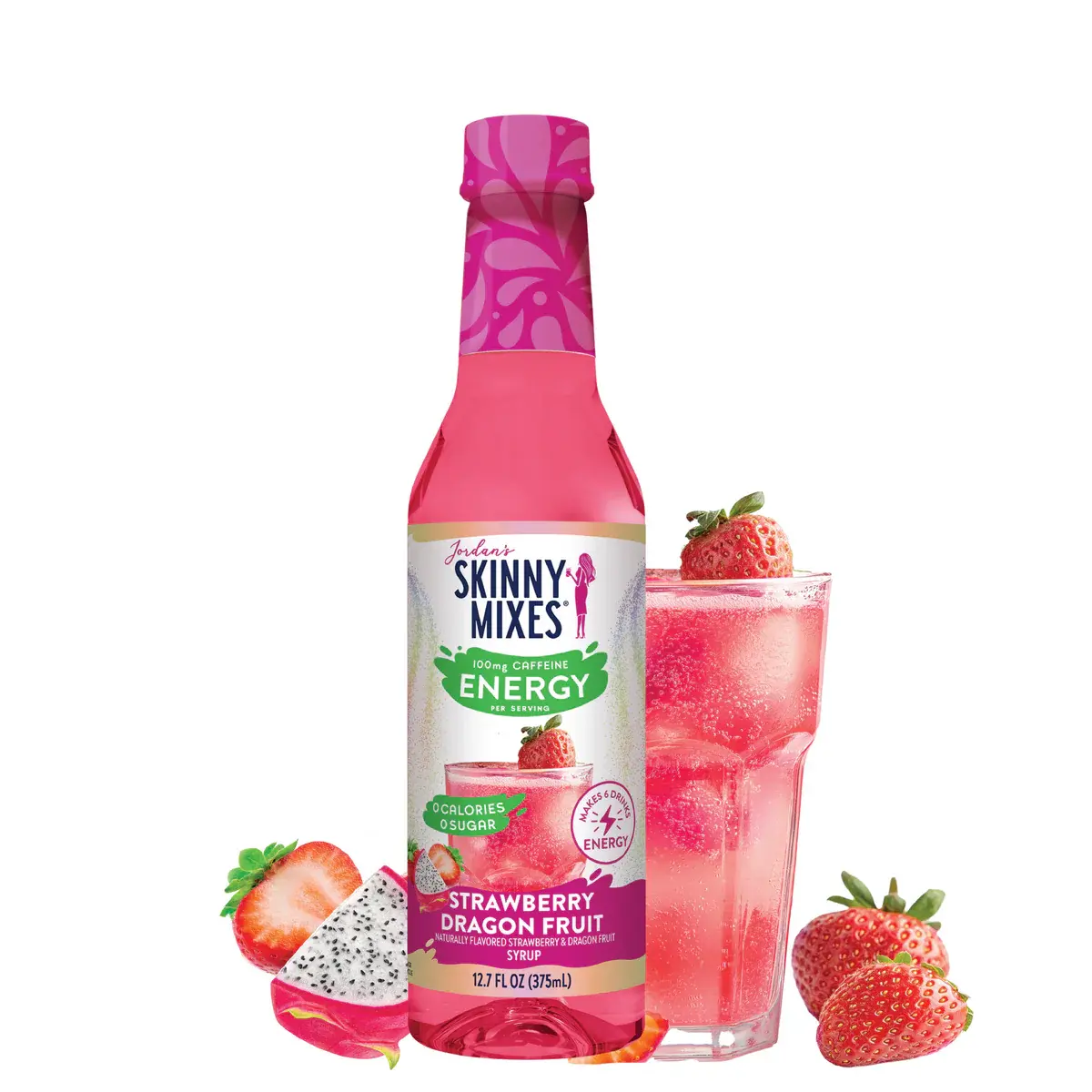 Skinny Mixes Strawberry Dragon Fruit Energy Blast syrup