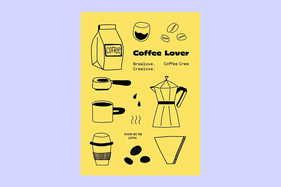 Miniaturbild: Coffee Crew – einzeln oder als Siebdruck Set für zu Hause