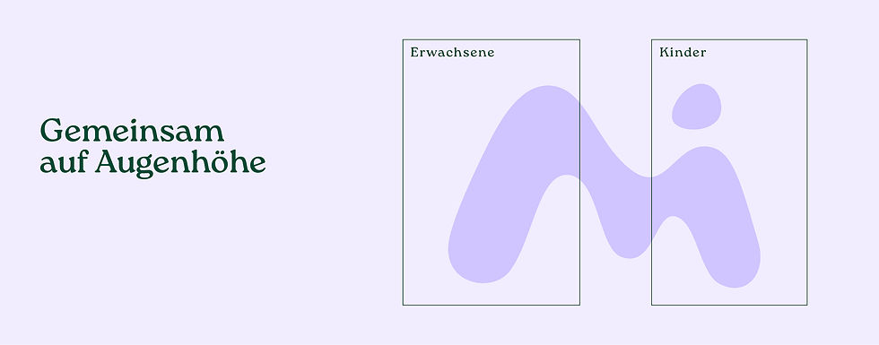 Form des Logos im Designsystem von Kindermitte, die Erwachsene und Kinder auf Augenhöhe symbolisiert