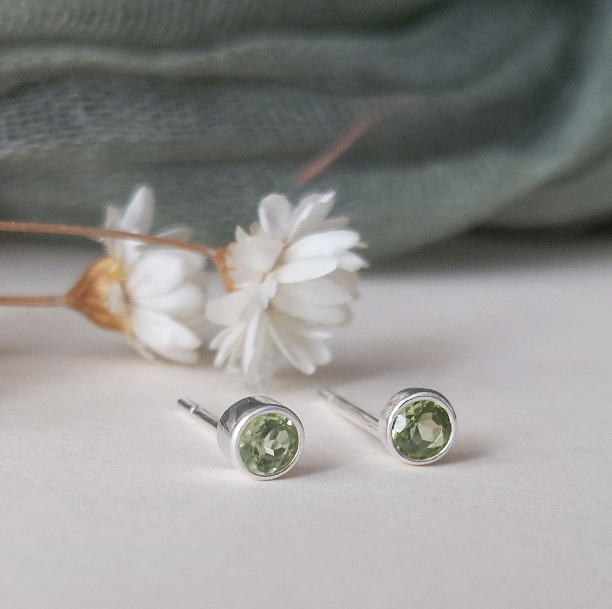 Sterling silver Peridot stud earrings