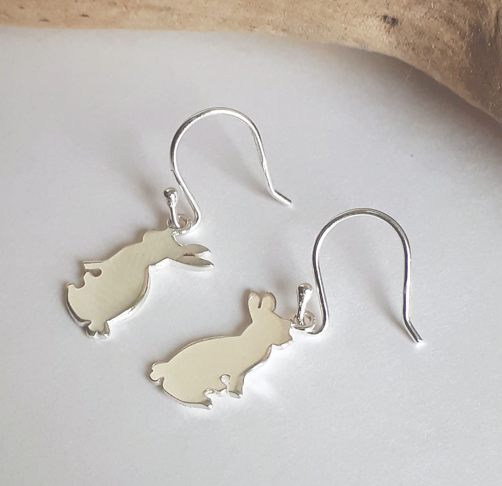 Thumbnail: Silver Rabbit on Hook Earring