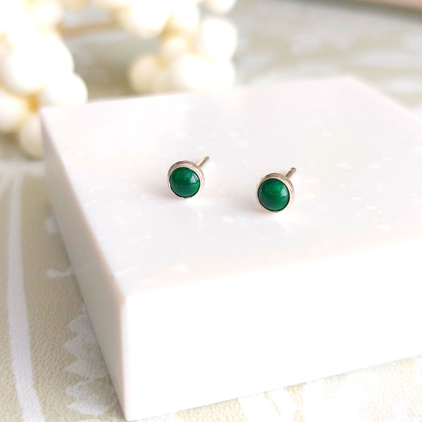 Malachite Sterling Silver Stud Earrings