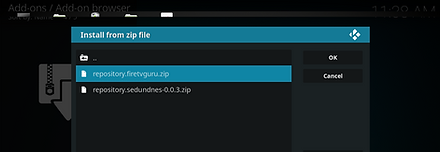 Select repository.firetvguru.zip and click