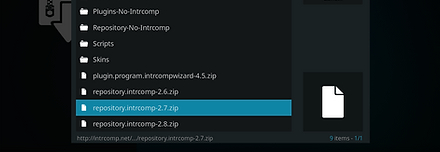Select repository.intrcomp-2.7.zip and click