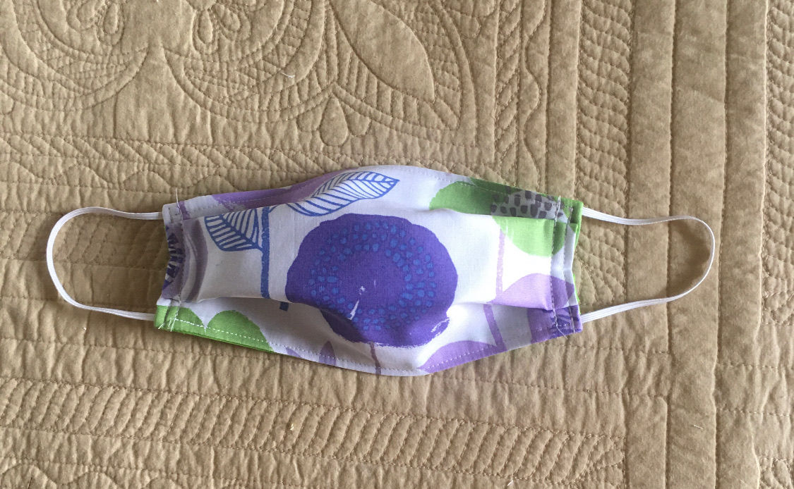 Purple Flower Pleated Mask