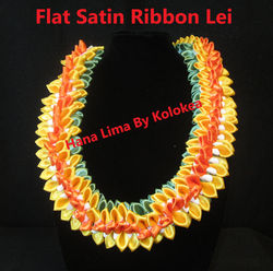 Extra Fancy Satin Ribbon Flat Lei Yellow Orange