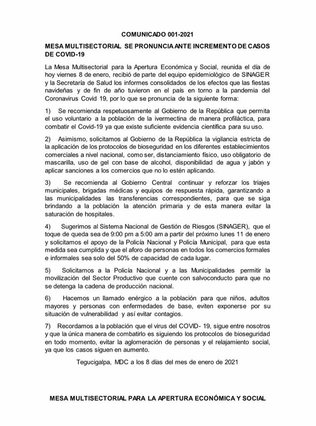 Mesa Intersetorial recomienda fuertes  medidas ante el alto porcentaje de contagio por COVID 19