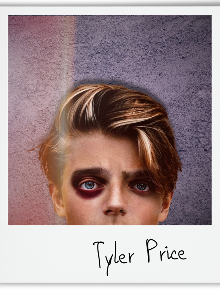 A polaroid of a boy with a black eye