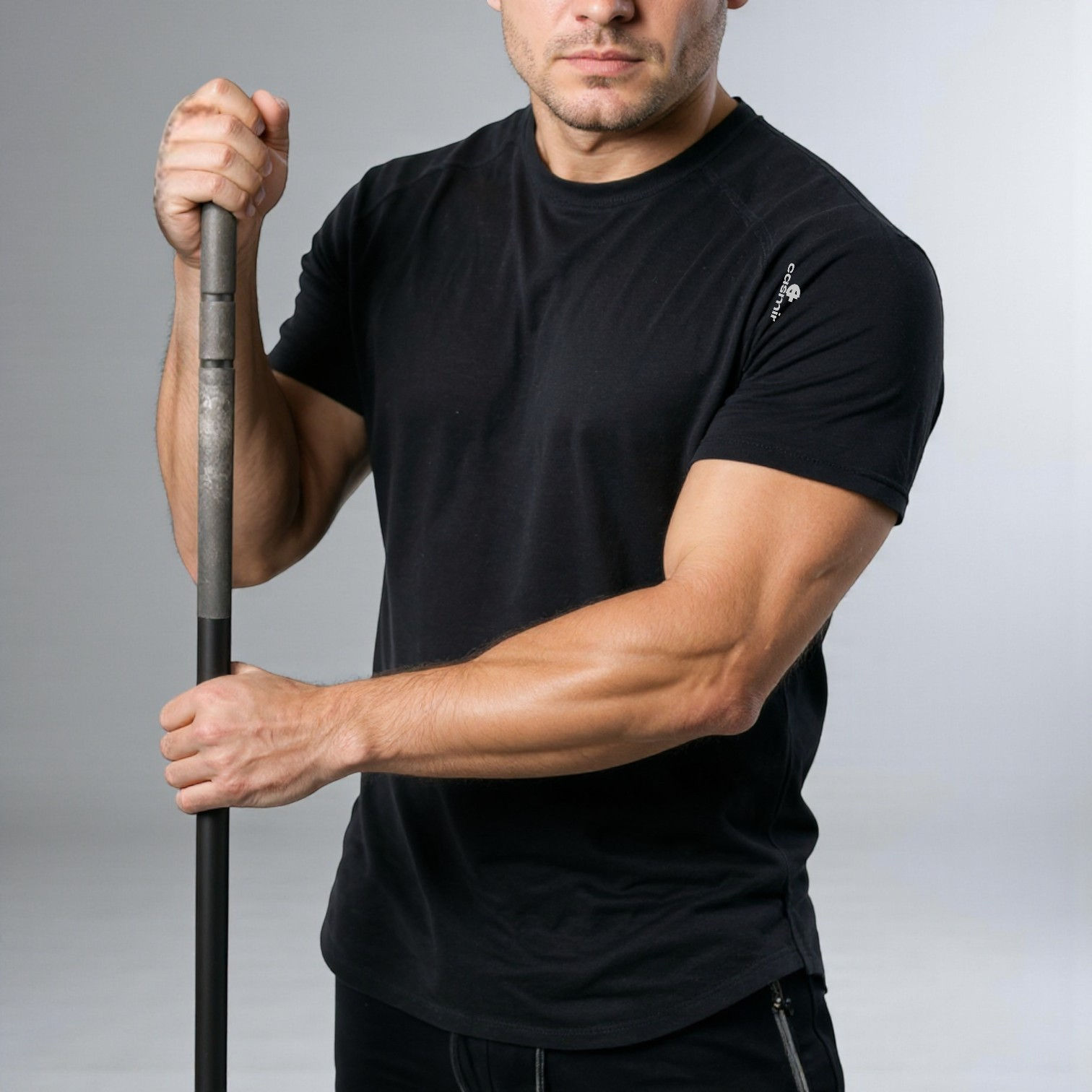 Casmir Train-With-Me Men's Training Tee black front view men’s performance training t-shirt