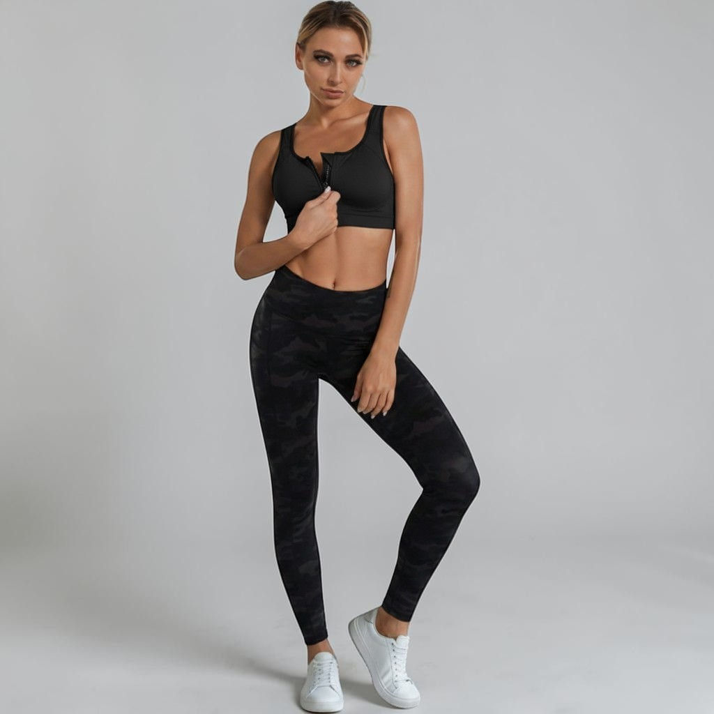 Casmir High Impact Zipper Sports Bra, breathable quick-dry front zip sports bra for training and running