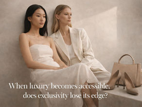 Minimalist fashion editorial image representing the debate around affordable luxury and brand value in modern fashion.