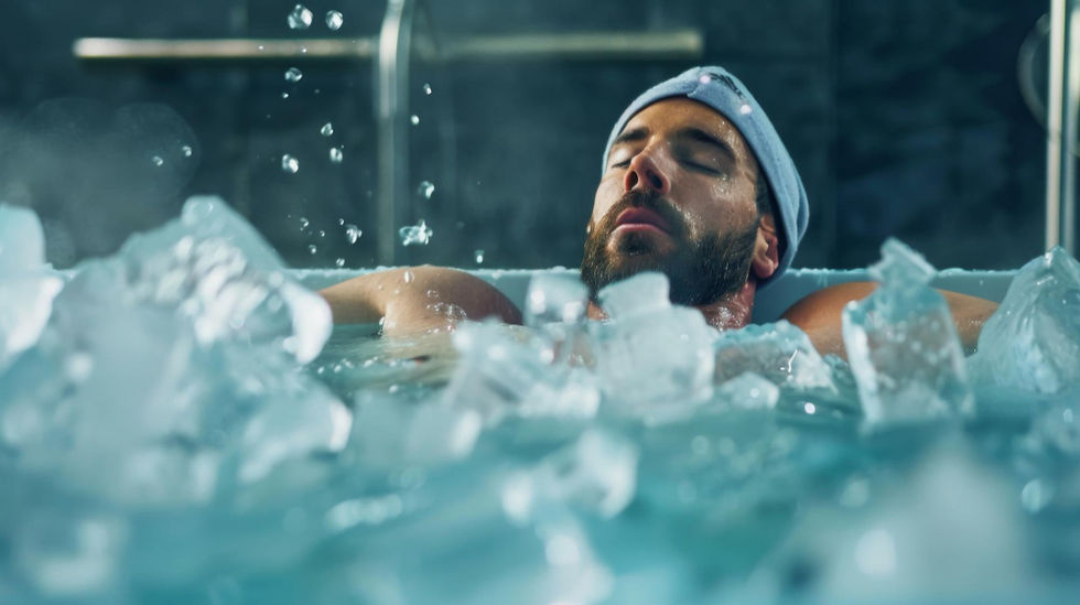 Modern recovery center featuring cold plunge pools, compression therapy systems, recovery boots, and performance monitoring technology.