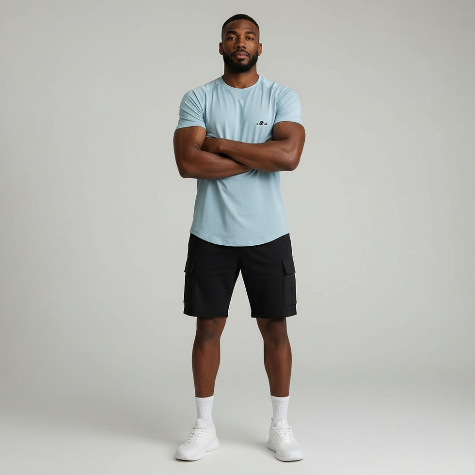 Casmir's sky blue Long Raglan Training Tee for men, lightweight and breathable athletic shirt for training