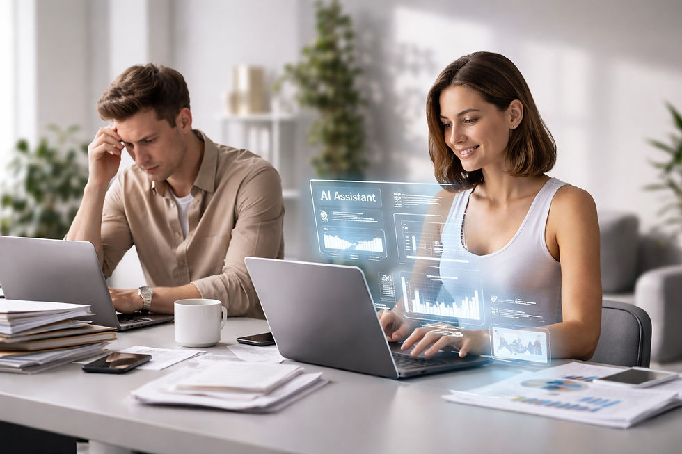 AI-enhanced efficiency vs traditional work struggle