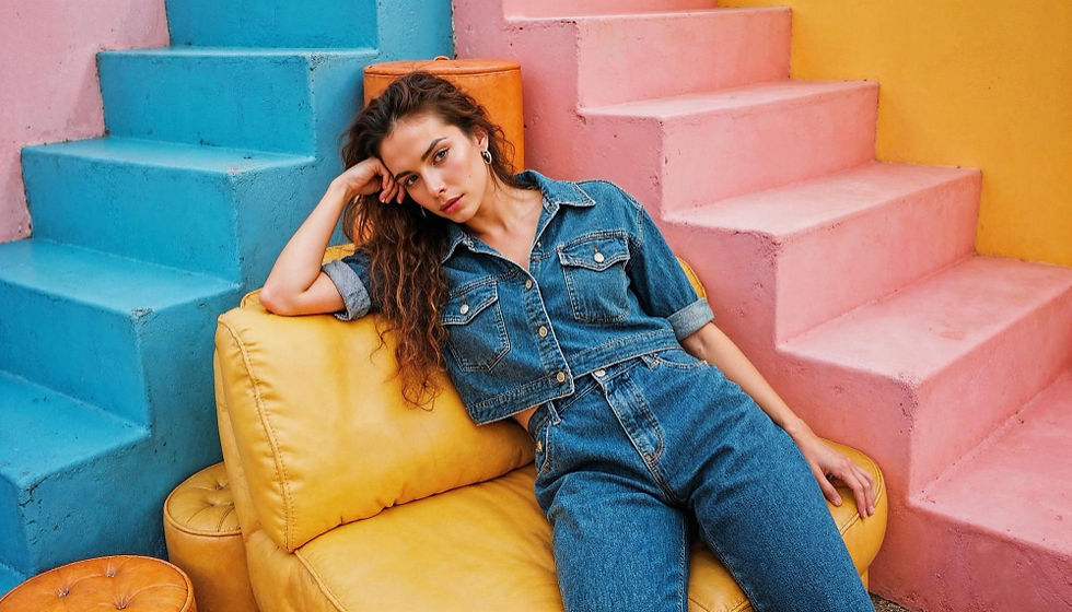 young woman posing in Levi's denim clothing