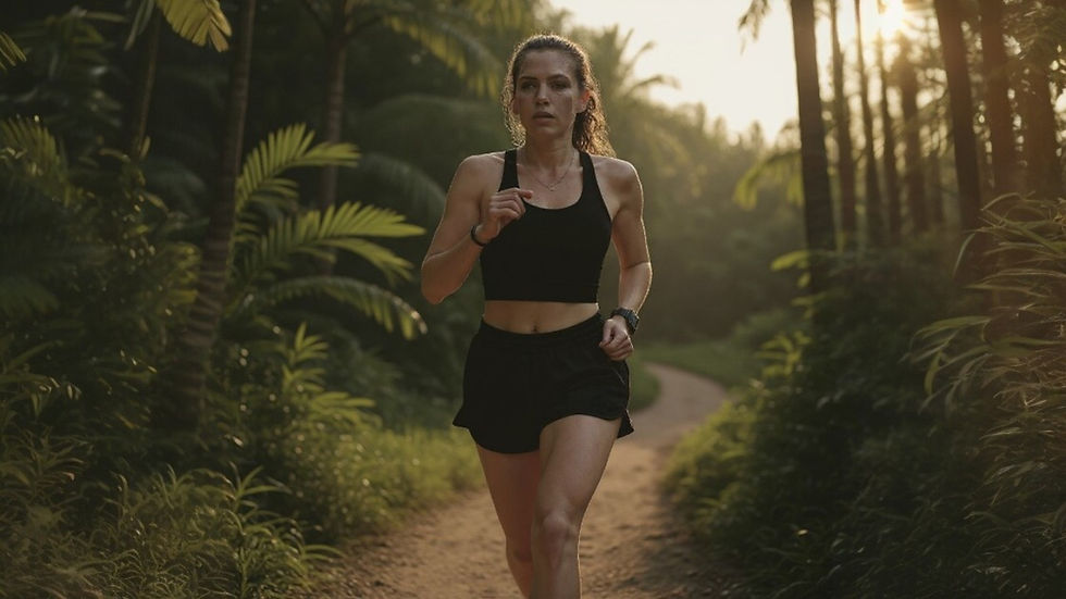 Woman running outdoors in Casmir clothing