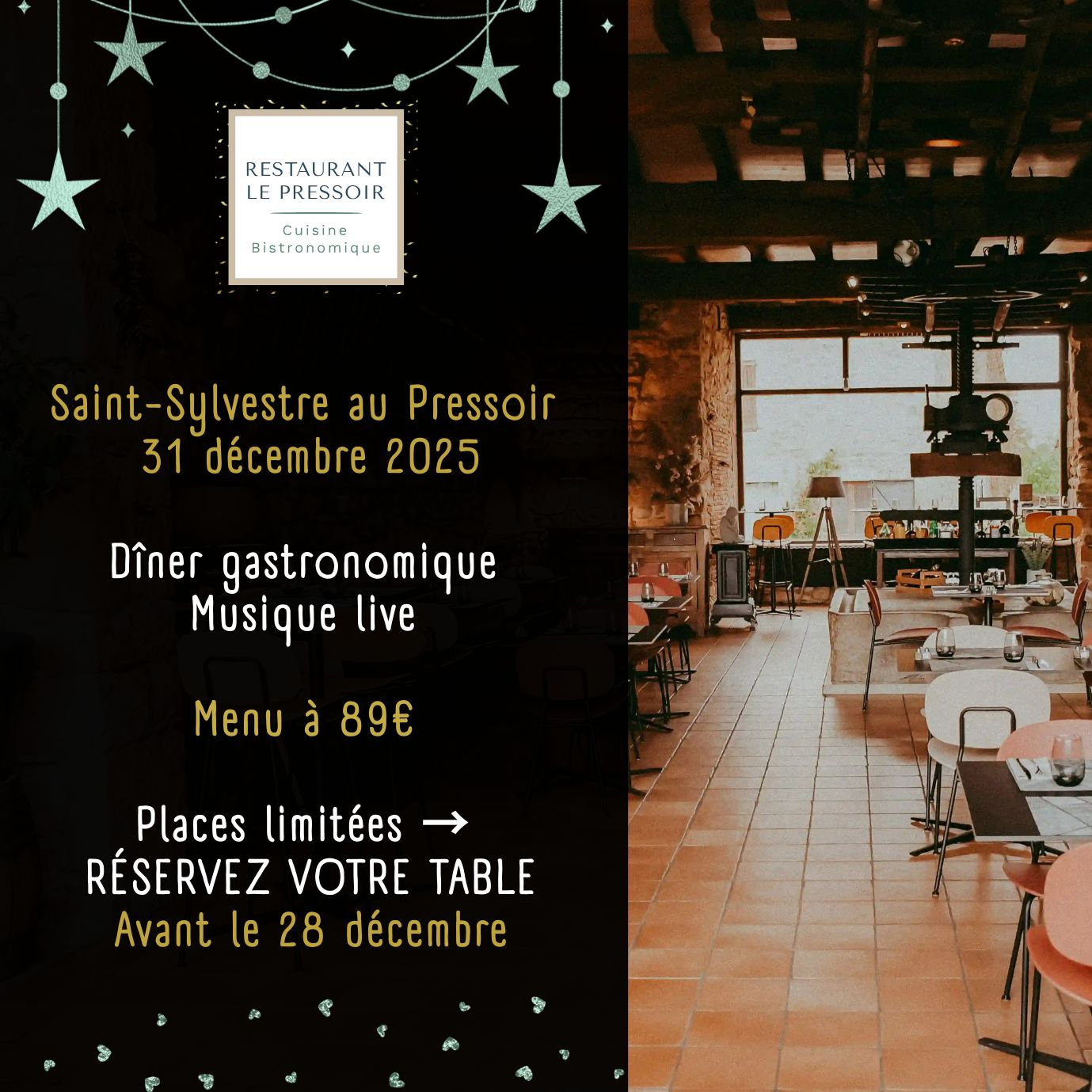 Plus que 5 places disponibles à 50€ par empreinte bancaire/personne