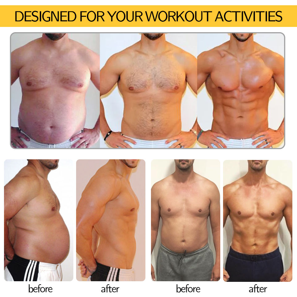 תמונה ממוזערת: Men Sauna Sweat Vest Waist Trainer Corset Zipper Workout Tank Top Slimming Body 