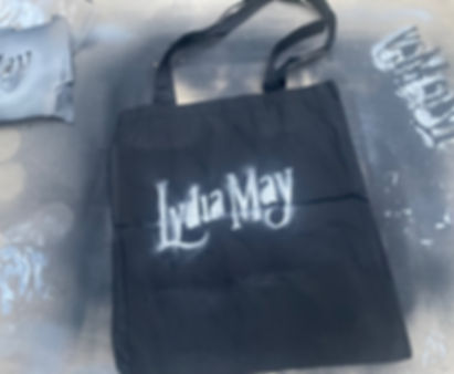 Lydia May logo handmade tote bag