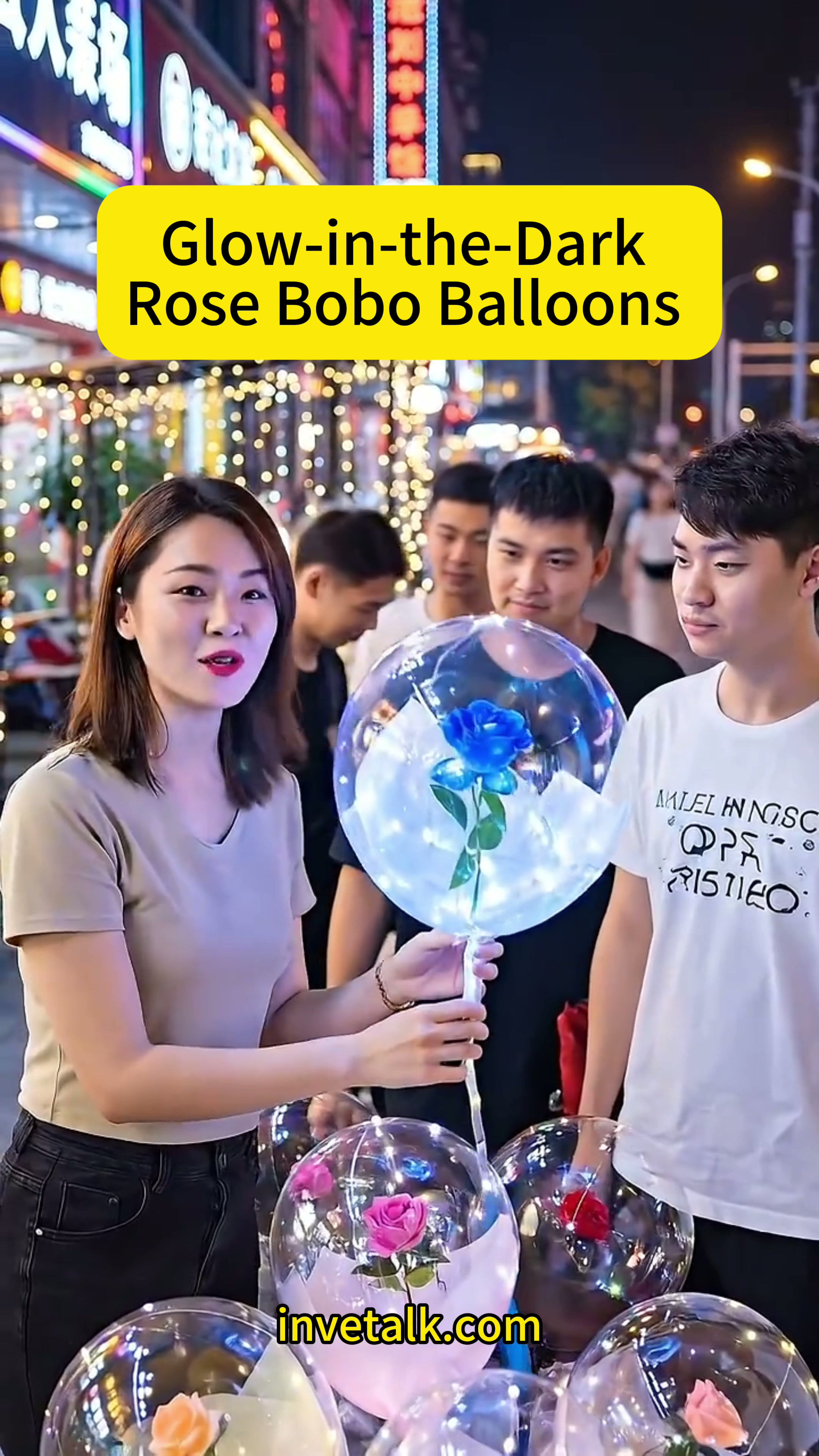 Glow-in-the-Dark Rose Bobo Balloons