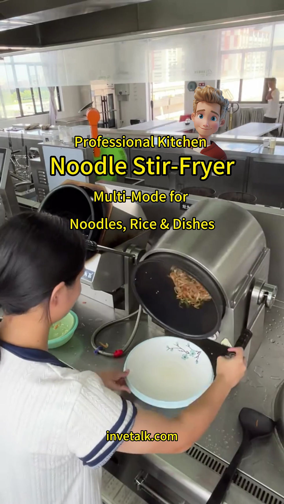 Professional Kitchen Noodle Stir-Fryer: Multi-Mode for Noodles, Rice & Dishe
