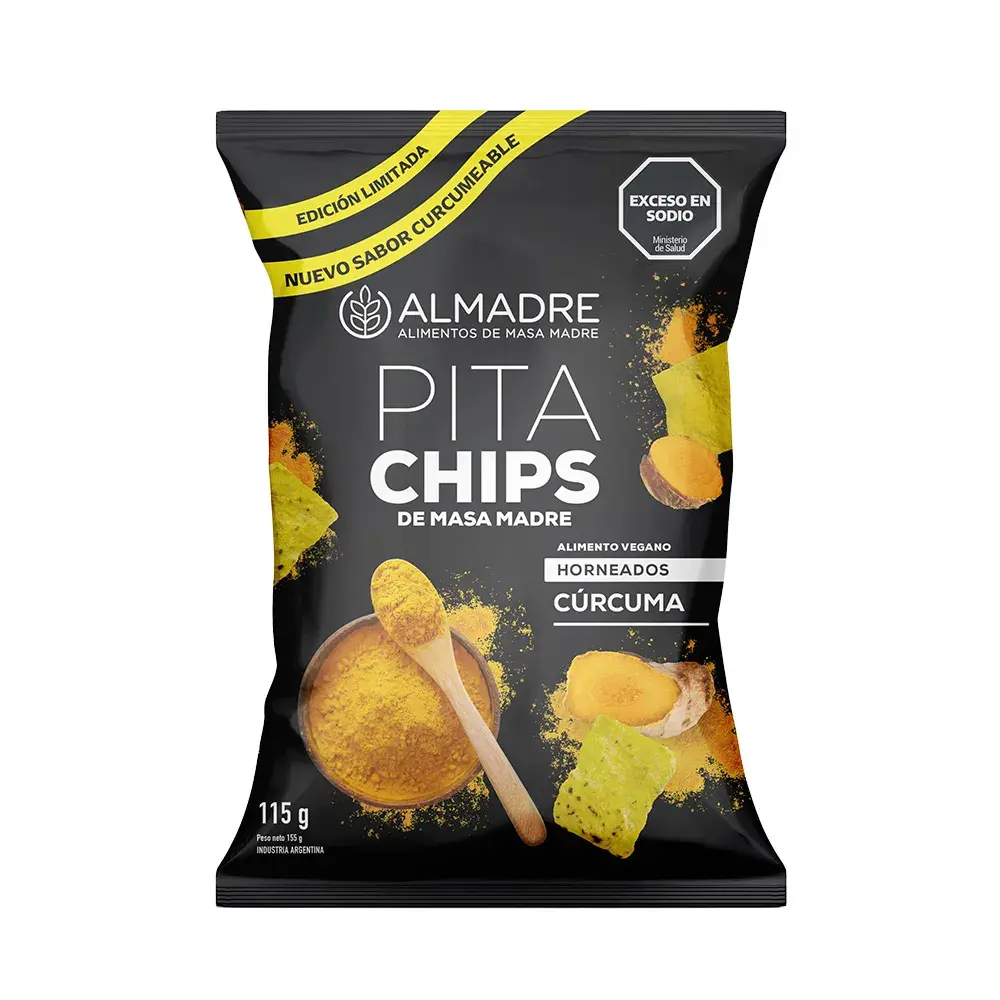 Pita Chips de Masa Madre sabor Cúrcuma - Almadre 115gr