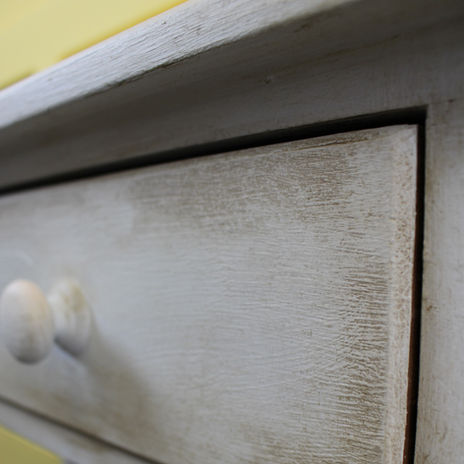 Sideboard in Annie Sloan Old White Chalk White aged with dark wax.