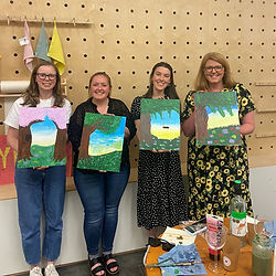 Finished canvases from one of our Paint and Pizza nights