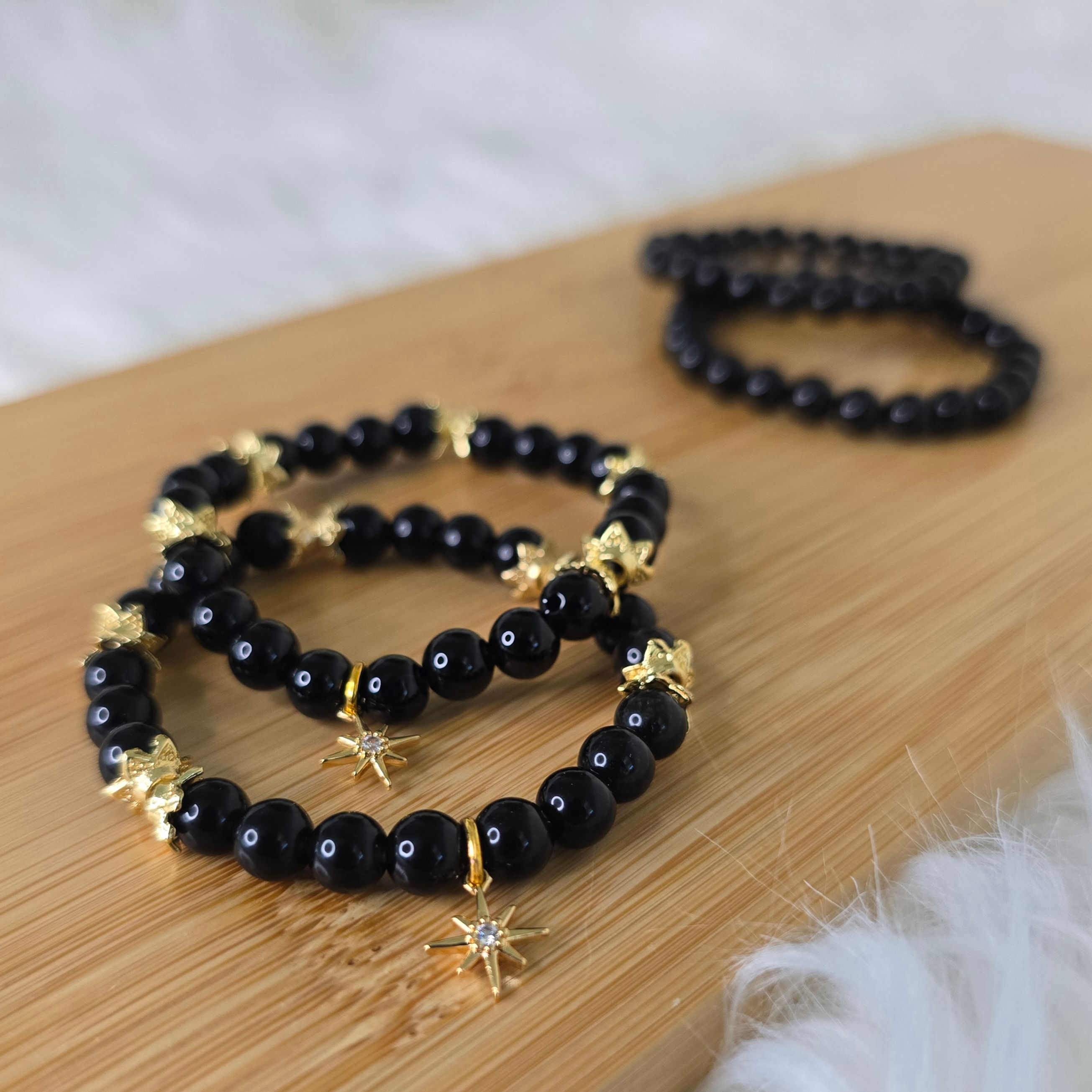 [Kid] Black Obsidian Bracelet